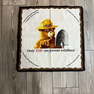 Vintage Smokey The Bear Bandana Scarf Handkerchief Prevent Wildfires 20” X 20”